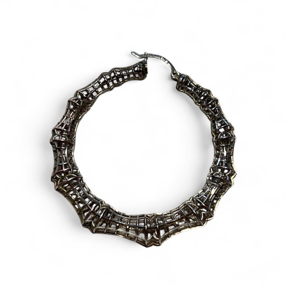 Silver Hoop Earrings - Picture 6 of 11